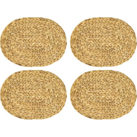 Set de Table Ovale tressé en Jacinthe d'eau, Set de Table Lavable, Lot de 4, 40 x 30 cm (1/5)