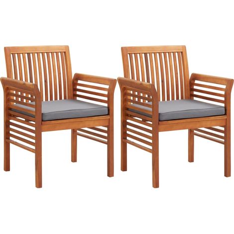 Sillas de comedor jardín 2 uds con cojines madera maciza acacia vidaXL (1/5)