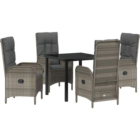 Garden Dining Set with Cushion 5 pcs Grey Poly Rattan vidaXL (1/5)