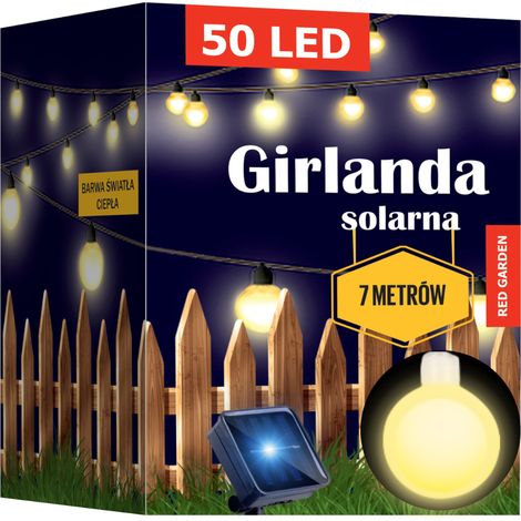 Guirnalda solar para jardín con luces LED de efecto lechoso, 50 unidades. (1/5)