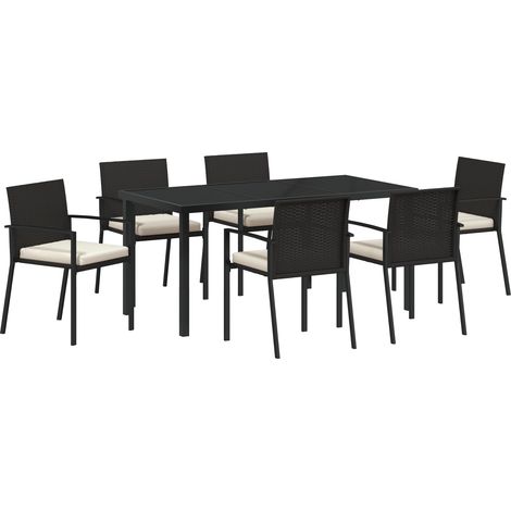 7-teiliges Gartenmöbelset aus schwarzem Poly Rattan vidaXL (1/5)