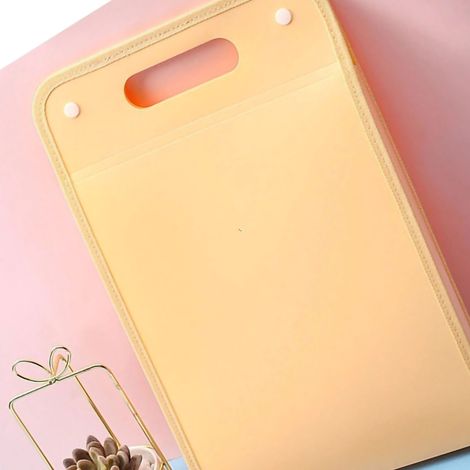 Classeur à soufflets portable grande capacité 13 compartiments A4, dossier extensible double boucle pour copies et examens, couleur abricot, format vertical 40x26,3x3cm, rangement organisé de document (1/4)