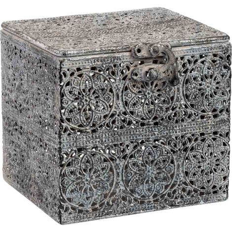 Caja de metal negra 12.5x12.5x11.5h cm