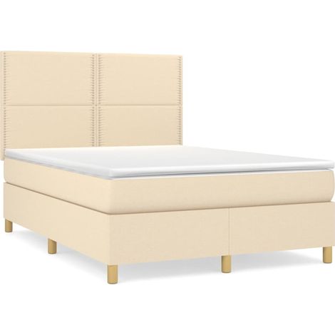 Maison Exclusive - Boxspringbett mit Matratze Creme 140x190 cm St