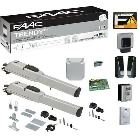 Faac – Kit de motorisation de portail 230V – Actionneur électromécanique 200 daN – Longueur de vantail max 1.8M – Technologie GREENtech