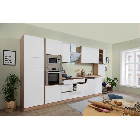 Cuisine Kitchenette sans poignée Chêne blanc Lorena 395 cm Respekta