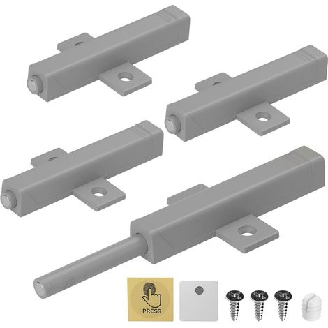 Lot de 4 Push to Open Aimant Porte Placard Jiayi Poussoir Placard Loquet Magnetique Porte Fermeture Push Open Amortisseur pour Lourd Porte Armoire Fermeture Systeme pour Tiroir, Gris (1/5)