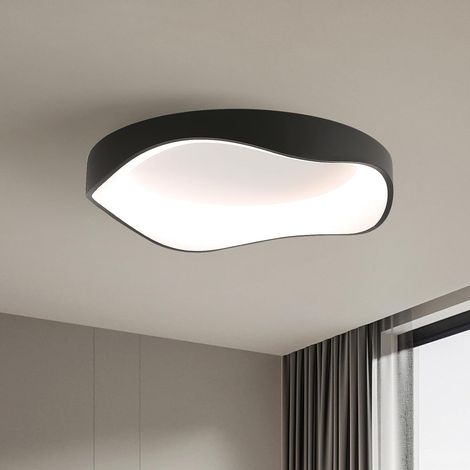 Plafonnier LED moderne et simple pour salon, noir, 40 cm, 3000 K-6500 K, agréable pour les yeux, pour chambre, buanderie, couloir [Classe énergétique D]