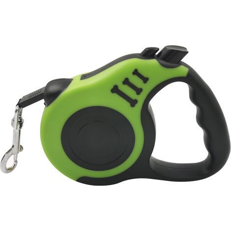 Laisse rétractable automatique 3 m, poignée ergonomique antidérapante, vert – (1/2)