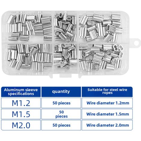 Set 150 pièces aluminium forme 8 Trois spécifications Pince coupante et sertissante Pour câble métallique et pêche en mer Crochet ancre inclus (1/5)
