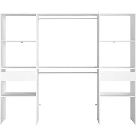 Vestidor de diseño con 2 armarios, 6 estantes y 2 cajones ELYSEE