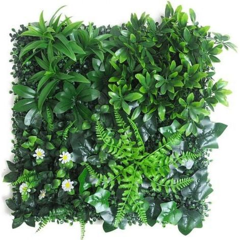 Muro verde artificial para privacidad, balcón, jardín o valla, hojas tropicales, 50 x 50 cm