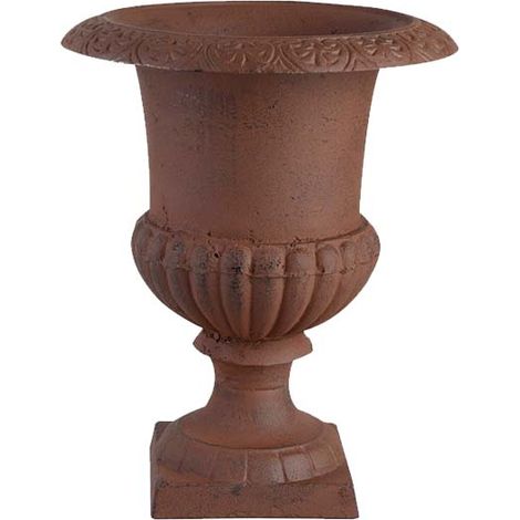 Esschert Design – Lot de 2 vases Médicis en fonte – Dimensions 20,5 cm x 17 cm – Trou de drainage pour gestion de l'eau – Finition artisanale (1/4)