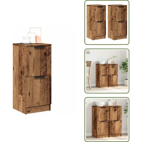 vidaXL Sideboards 2 Stk. Altholz-Optik 30x30x70 cm Holzwerkstoff (1/5)