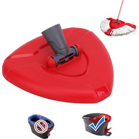 Piece Red Mop Head, Triangular Design, Durable Plastic, For 1 Tank System (1/5)