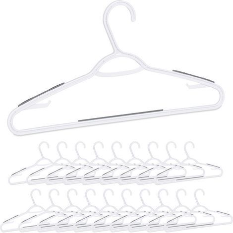 Cintre en plastique bandes antidérapantes set de 20 encoche traverse porte-cravate, blanc (1/5)