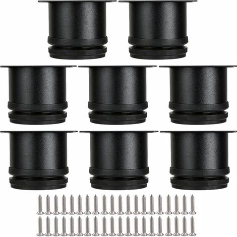 Set of 8 Adjustable Furniture Legs Black, Ø 50 mm/Height 50 mm Stainless Steel Metal Sofa Legs, Coffee Table Leg for TV Cabinets Beds Workstations, with 32 Screws