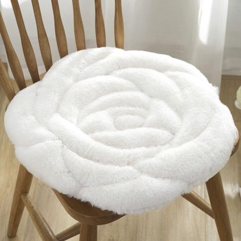 Astarama Soft Plush Round Chair Cushion for Home, Office, Car (White) (1/4)