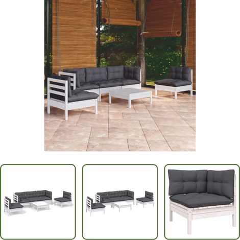 Terrassensofa - 6-tlg. Garten-Lounge-Set mit Kissen Kiefer Massivholz (1/5)