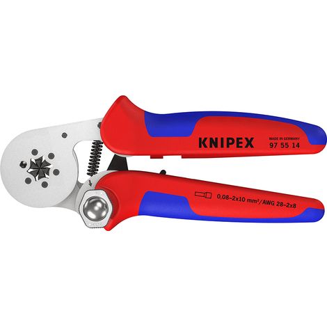 KNIPEX 97 55 14 Pince à sertir auto-ajustable pour embouts de câble avec accès latéral avec poignées multimatières chromée 180 mm (1/10)