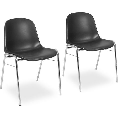 BRB 2 Kunststoffschalenstühle, schwarz, verchromtes Untergestell, BxTxH 495x520x770 mm (1/2)