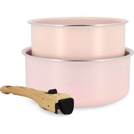 Set 2 casseroles en aluminium recyclé avec poignée, COLORAMA