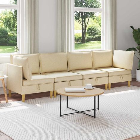 vidaXL Modular Sofa Set mit Stauraum 4 pcs Creme Stoff (1/5)