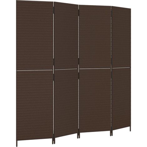 Paravent 4-tlg. Braun Poly Rattan vidaXL (1/5)