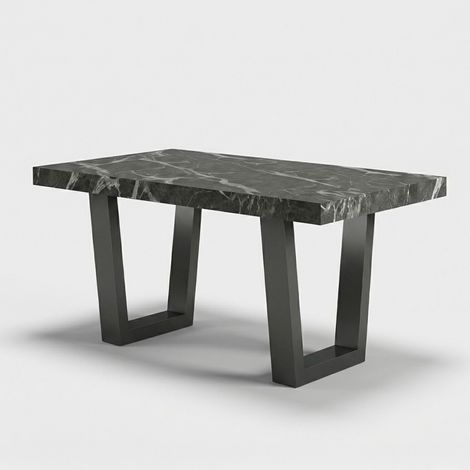 Tavolo da pranzo allungabile gambe nere 160/260x90 Tokyo - Effetto marmo nero