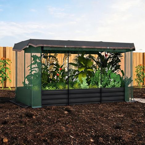 Porte-plantes coloris gris foncé en acier HDPE 230 x 110 x 110 cm (1/5)