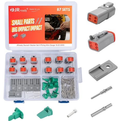 Connecteur Deutsch 4 broches Gris IP68 Étanche DT Connecteur Set 6 Sets Avec kit Terminal Deutsch Wire Gauge 16-20 AWG pour Voiture, Motos, Camions, Bateaux (1/5)