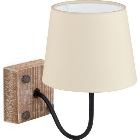 Applique murale, lampe intérieure, lampe chambre, bois, acier noir