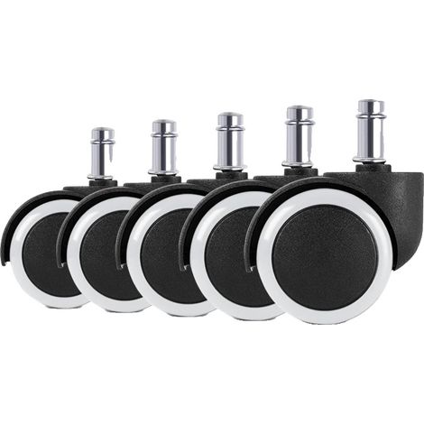 Ruedas para silla de oficina de alta resistencia, rodillos silenciosos, color blanco. (1/2)