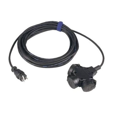 Prolunga Corrente [ Spina schuko in gomma - Presa schuko, Connettore volante] 16 A Nero 5 m SIROX 345.505 (1/2)