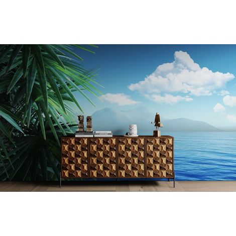 papier peint tropical – palmiers et mer calme - 150 x 250 cm (1/2)