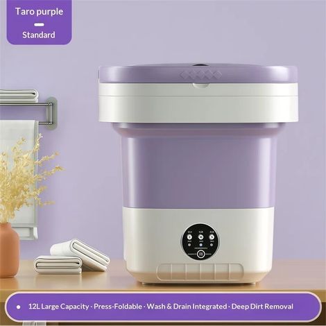 (Violet) Mini bassine pliable de 12 litres, compacte et portable pour les voyages et la maison (1/5)