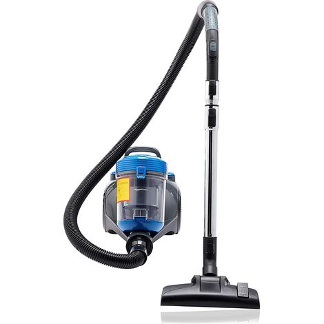 Aspirateur Puissant sans Sac, avec Brosse à Poussière et Suceur Plat, Noir et Bleu (1/5)