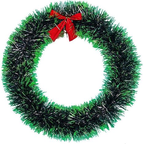 Guirlande De Noël - Couronne De Noël En Fil De Fer Et Feuillage Vert - Décoration De Fenêtre Et De Boutique - 1 Pièce (1/2)