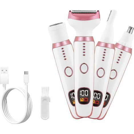 Rasoirs électriques à écran LED pour femmes et hommes, rasoir humide/sec 2025, épilateur sans fil 4 en 1 avec étanchéité IPX7, ensemble de toilettage électrique soyeux (1/4)