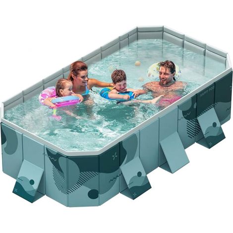 Rosvola Piscine Rectangulaire Familiale, Extra Large Pataugeoire Piscine Familiale pour Jardin pour L'ExtéRieur, La Cour, Les FêTes sur l'eau D'éTé, Facile à Assembler - 1.6m (1/5)