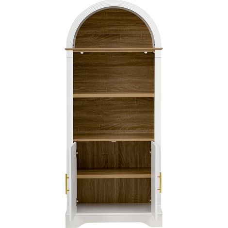 Meuble haut avec étagères réglables et éclairage LED, armoire de cuisine spacieuse, parfait pour salle à manger, salon et cuisine (Blanc) (1/5)