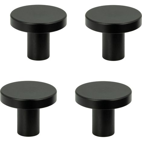 4 pomelli rotondi in metallo nero per mobili, 2,5 cm (1/5)