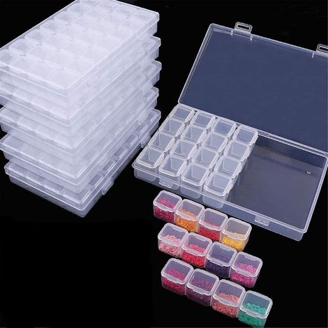 6Pack 28 Grilles Diamant Peinture Botes En Plastique Organisateur Conteneurs De Stockage (1/5)