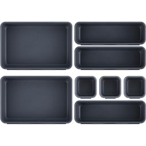 Juego de 8 cajas de almacenamiento con cajones: 3 tamaños, separadores ajustables, base antideslizante. (1/5)