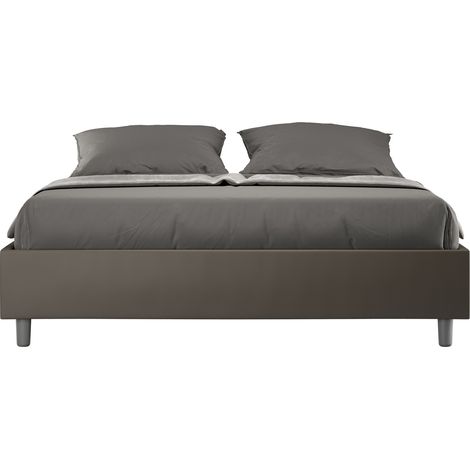 Cadre de lit 140x200 cm simili cuir marron Agora-Option Avec sommier et coffre (1/5)