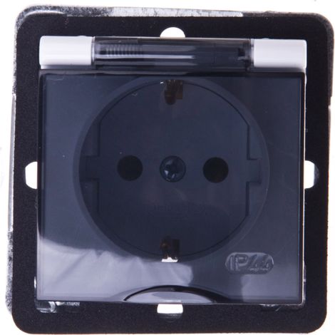 Impresja Spritzwassergeschützte Steckdose mit Schuko IP44 transparente Abdeckung weiß GPH-1YS/m/00/d