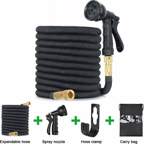 Tuyau d'arrosage Extensible, Tuyau Flexible et Léger, pour Irrigation, Nettoyage du Jardin, Laver la Voiture, Arroser, Baigner Animal, Tuyau d'arrosage avec Sac de Rangement (15M/50FT) (1/4)