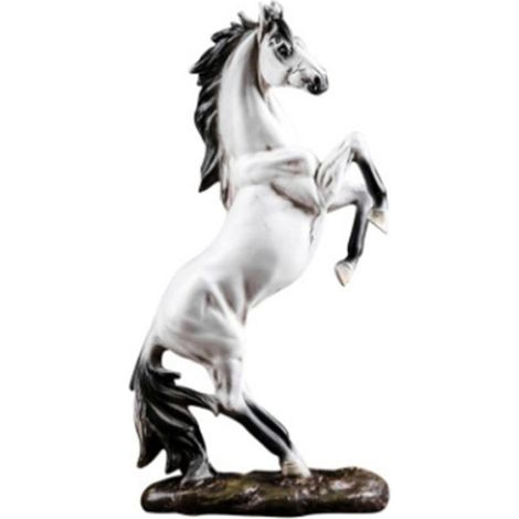 1 Statue de cheval, résine synthétique, blanc, 35x16x6.5cm, décoration intérieur, salon, bureau (1/4)