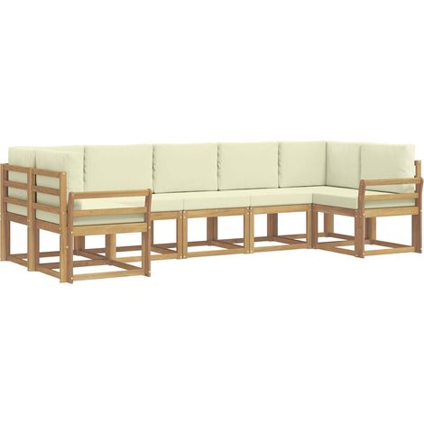 Set di divani da esterno con cuscino 7 pcs Bianco e Crema vidaXL