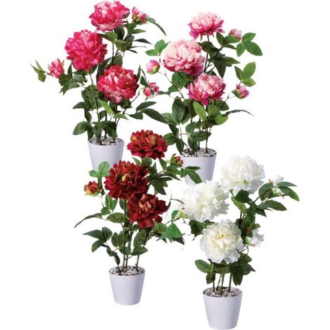 Vaso con Pianta Decorativa Casa Artificiale Peonia 70 cm 4 Colori (1/2)